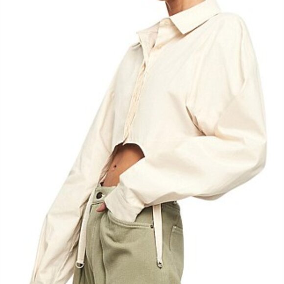 New Lioness Venetian Crop Shirt Oversized Relaxed Fit Garter D Ring XL Cream - Picture 13 of 14